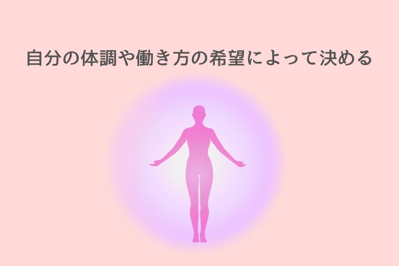 自分の体調や働き方の希望によって